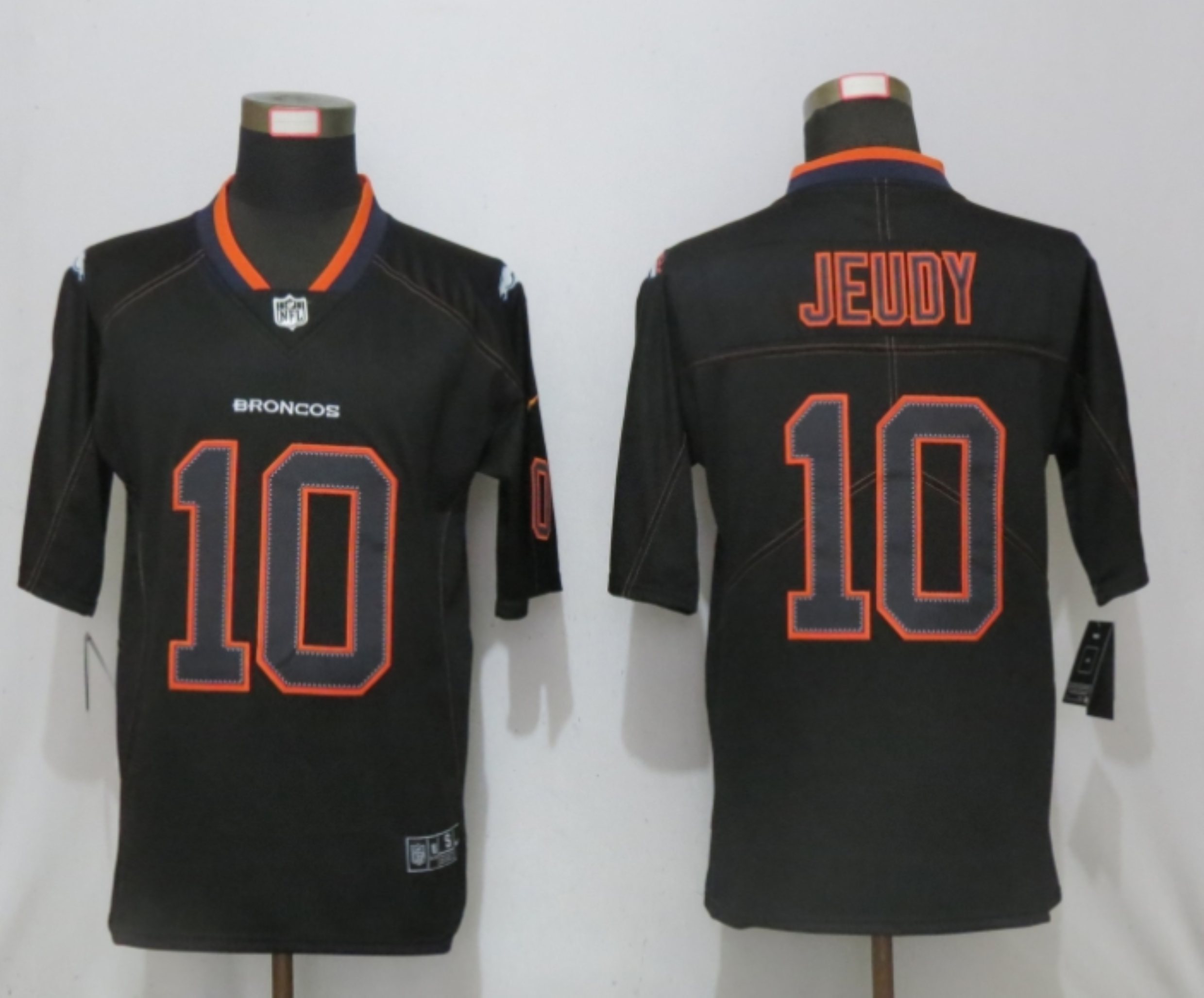 Men NEW Nike Denver Broncos #10 Jeudy Lights Out Black Elite Jerseys